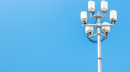 Outdoor Wireless Communications Tower Against Clear Sky