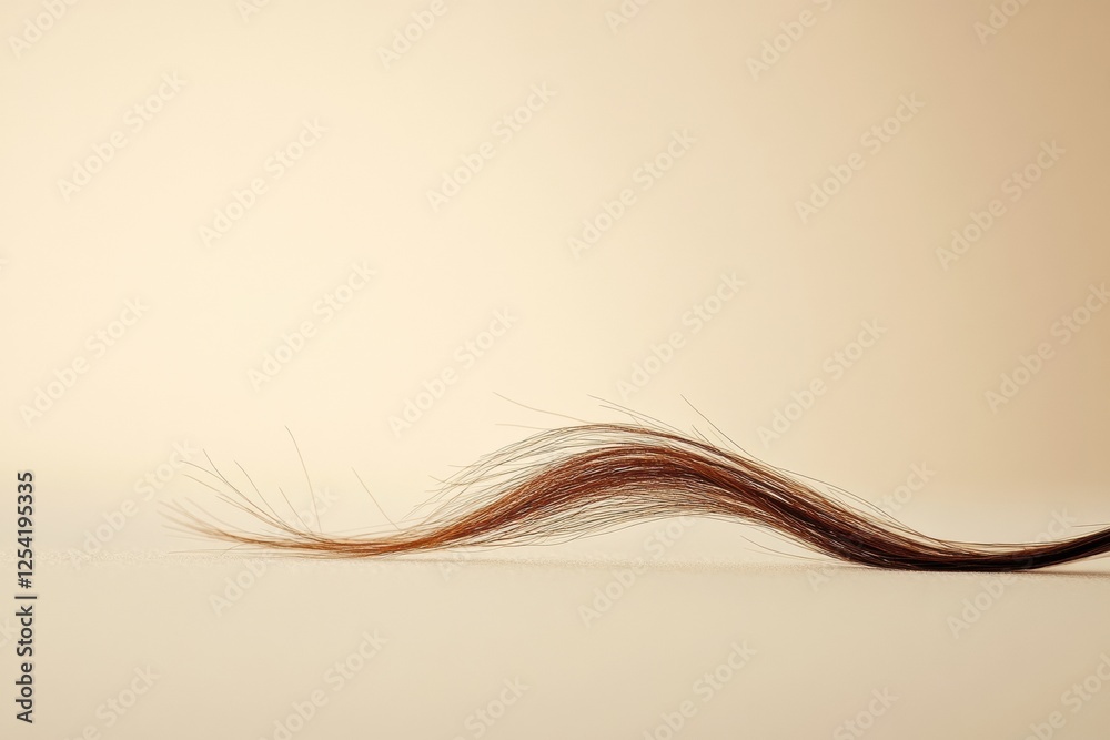 Poster Close examination of a broken strand of hair showcasing delicate texture and color variations on a neutral background. Generative AI