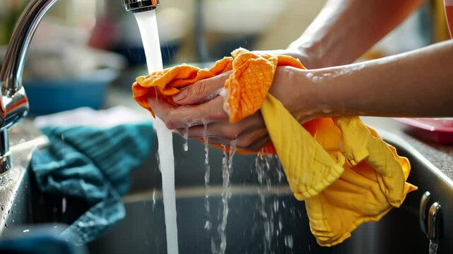 Washing Dishcloths: A Close-up View of Cleanliness