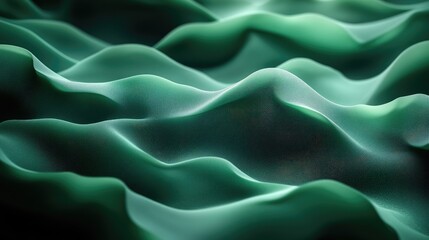 Obraz premium Abstract green waves create a fluid, textured landscape, evoking a sense of depth and movement.