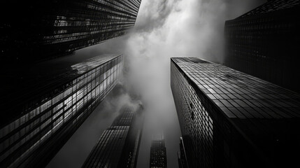 Urban Majesty: Towering Skyscrapers from a Street-Level Perspective

