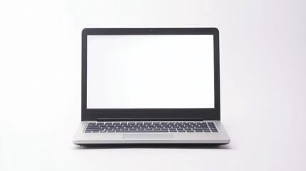 Fototapeta premium Silver Laptop with Blank White Screen on White Background
