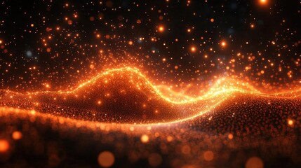 Abstract Glowing Orange Particles Background