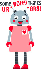 Valentine Robots, Greeting Card, Stickers, Boy, Girl