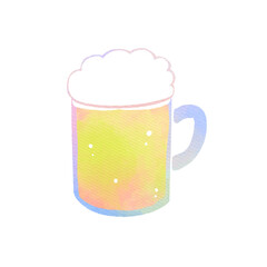 水彩風ビールジョッキに入ったビールのイラスト