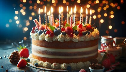 birthday cake with candles