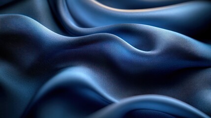 Fototapeta premium Draped blue silk fabric close-up