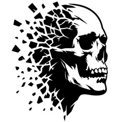 Broken skull silhouette