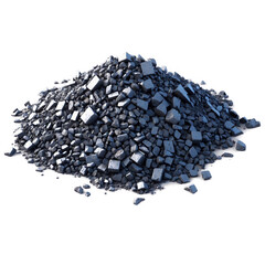 Iron Ore  Black gravel pile with scattered stones  isolated on transparent background cutout