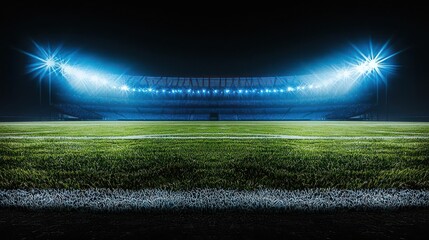 Empty Stadium At Night Under Powerful Lights