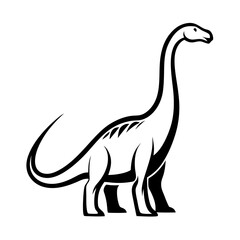 Silhouette of a brachiosaurus dinosaur with long neck and tail.