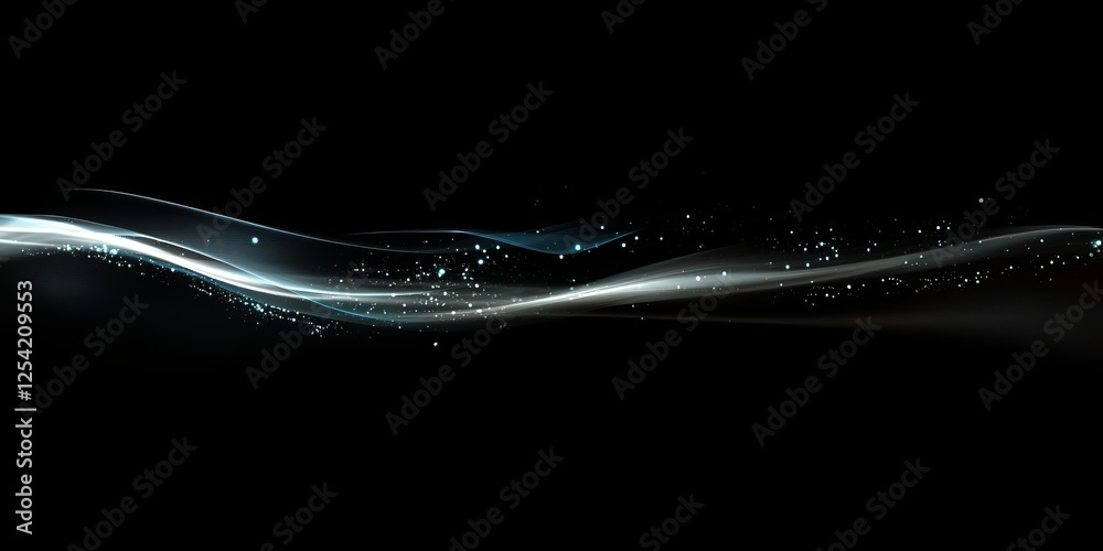 Poster glowing wave abstract background, dark backdrop, website header