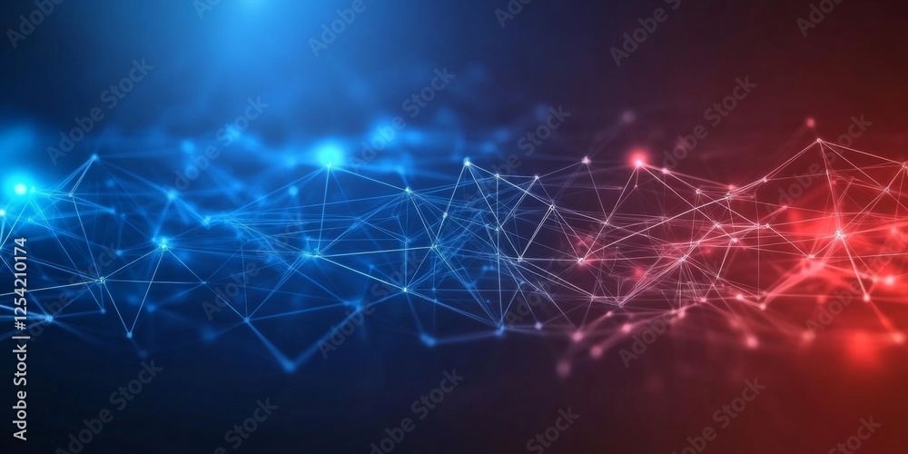 Poster red blue network connection digital background