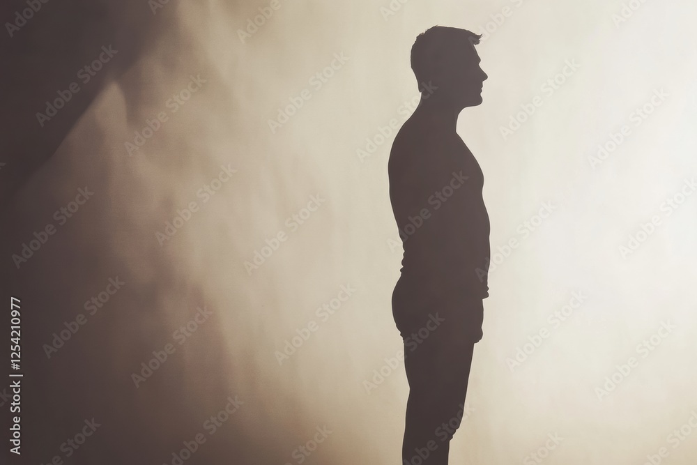 Poster silhouette displays impressive before and after weight loss transformation in a neutral background s