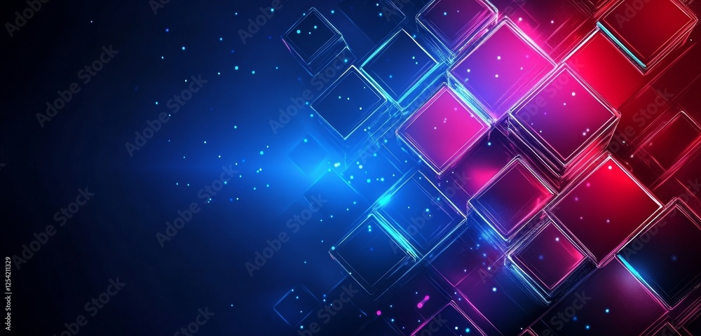 Poster glowing cubes abstract digital background