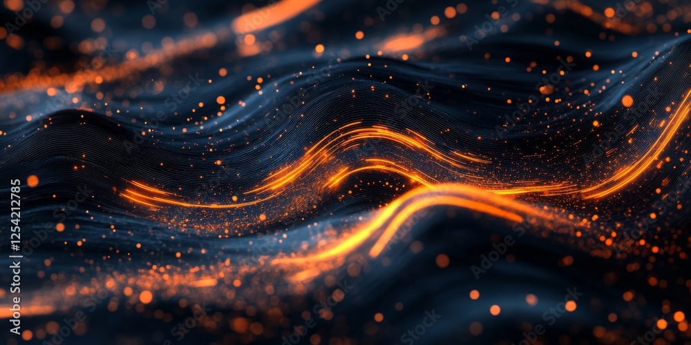 Poster glowing waves abstract dark background texture