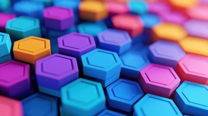 Fototapeta premium Colorful Hexagon Geometric Pattern Background