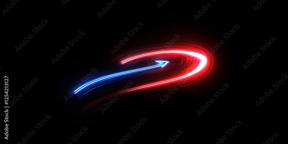 Poster red blue light trails arrow dark background motion design