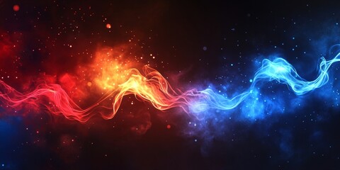 Fototapeta premium Red and blue fire abstract cosmic swirl background