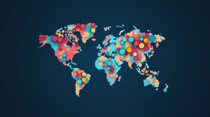 Virus floating on world map flat design front view, Epidemiology illustration Front view Bright.