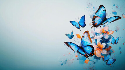 Pixel Art Butterflies and Flowers Spring Background
