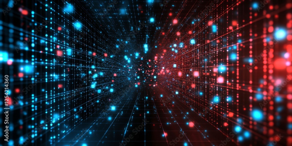Poster Digital data stream flowing in cyber tunnel