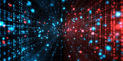 Obraz premium Digital data stream flowing in cyber tunnel