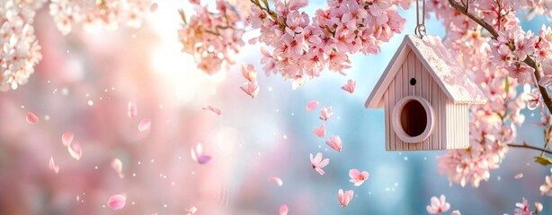 A playful pastel birdhouse adding charm to any setting