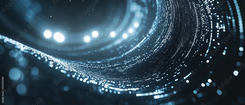 Aufkleber Abstract swirling data stream, bokeh background, digital art, tech presentation