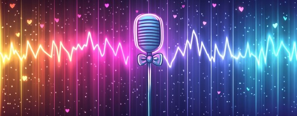 A happy pastel microphone featuring an adorable bow tie for joyful occasions