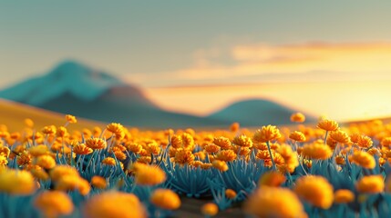 Experience the magic of sunset over vibrant yellow marigold fields, perfect for celebrating Vasant Panchami.