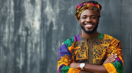Obraz premium Portrait of an African smile man in traditional clothing
