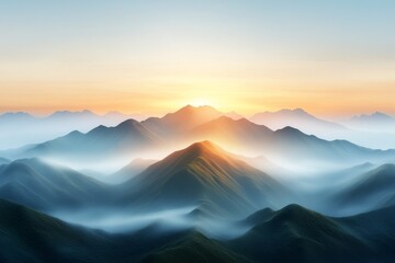 A majestic mountain range at dawn. Generative AI