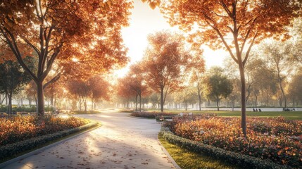 Autumn Park Pathway Sunlight