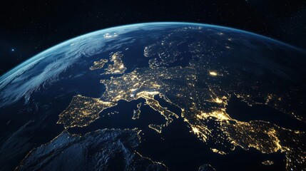 Obraz premium Europe Night Lights From Space