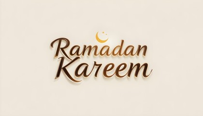 Minimalist Ramadan Kareem in English with Arabic-Inspired Calligraphy and Crescent Moon Accent