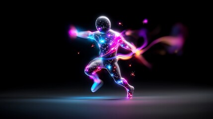 Abstract Digital Art Figure In Motion With Glowing Colors