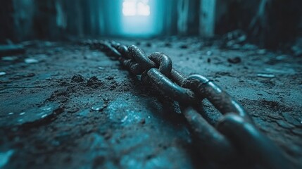 Rusty Chain in Abandoned Building
