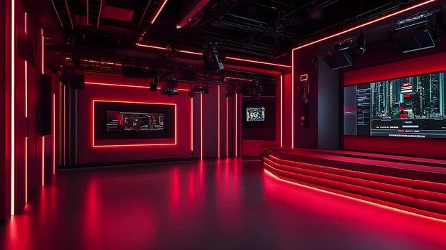 corridor with red carpet for Studio News Virtual