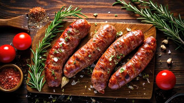 Experience the exquisite flavors of homemade sausage with garlic and tomatoes, Ai Generated.