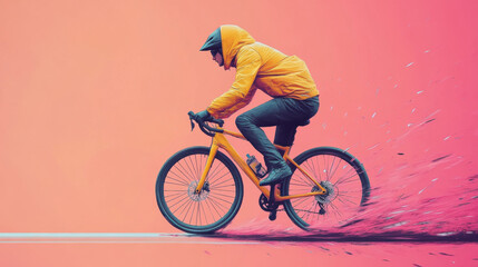 Naklejka premium Cyclist performing tricks urban environment action photography vibrant background dynamic motion urban adventure