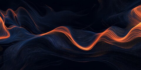 Fototapeta premium Abstract orange wave flowing dark background, digital art, website banner