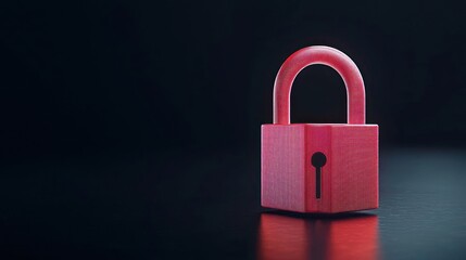 Red Pixelated Lock On Dark Background