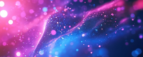 Obraz premium Pink blue digital nebula; bokeh background; website design