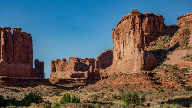 Views of the rock monuments found along Park Avenue in Arches National Park