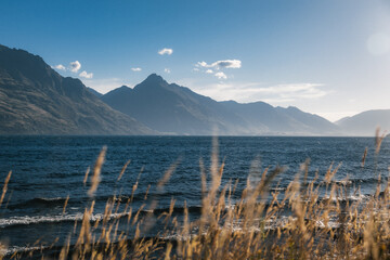 A calm lake in the mountains around Queenstown.