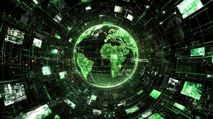 Obraz premium Earth in digital network
