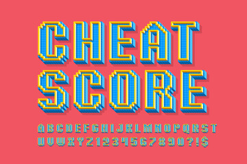 Naklejka premium Pixel stylized vector alphabet design. High contrast and sharp, retro-futuristic.