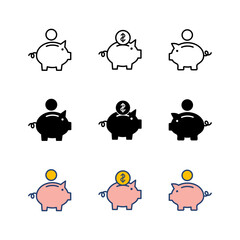 Piggy bank icon vector. piggy money icon
