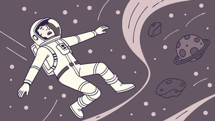 Astronaut adrift in space lost in the cosmos